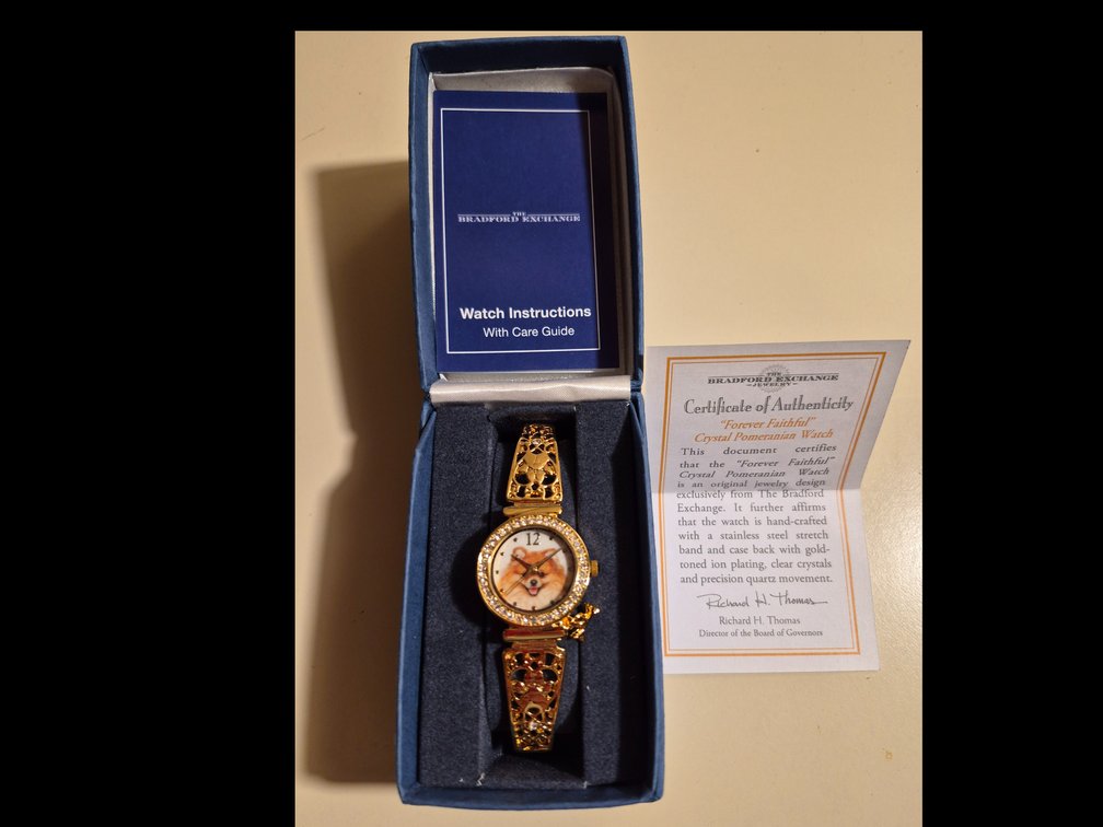 The Bradford Exchange Crystal Pomeranian Watch