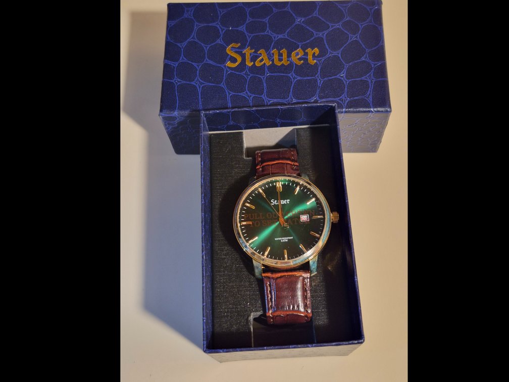 Stauer Wristwatch with Green Sunburst Dial