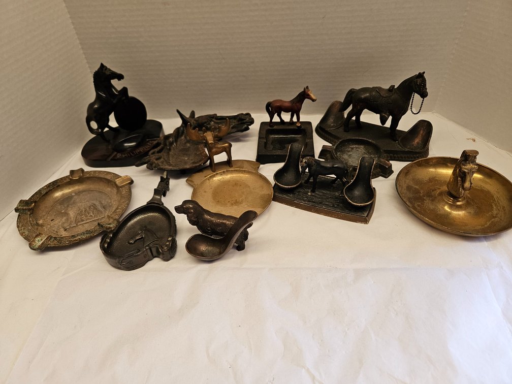 Assorted Vintage Metal Tobacciana & Desk Accessories