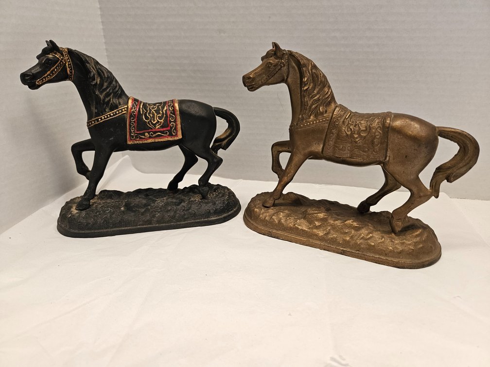 Mid Century Spelter  Metal Horse Figurines