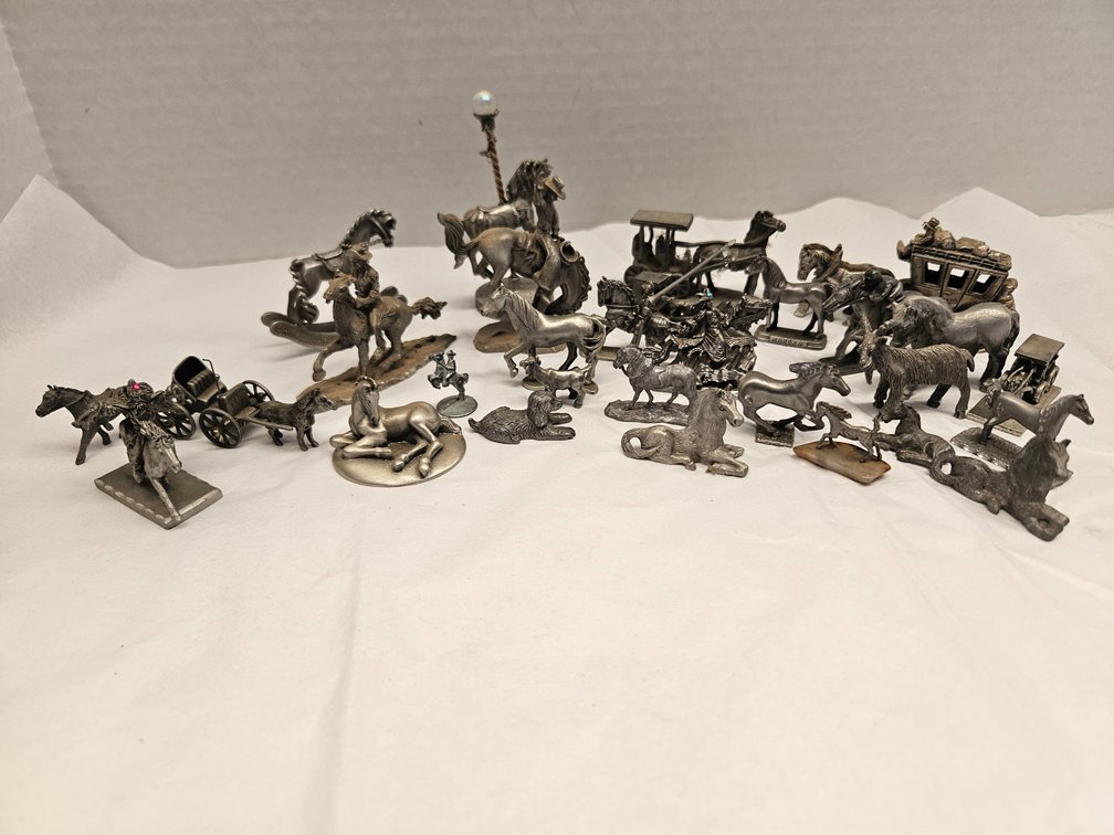 Miniature Pewter Animal & Equestrian Figurines