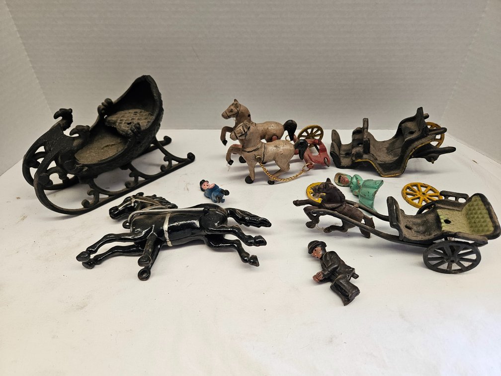 Antique Cast Iron Carriage Toy Components