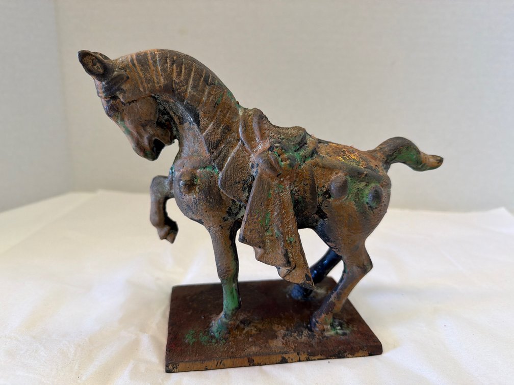 Tang Dynasty Style Cast Iron Horse Sculpture