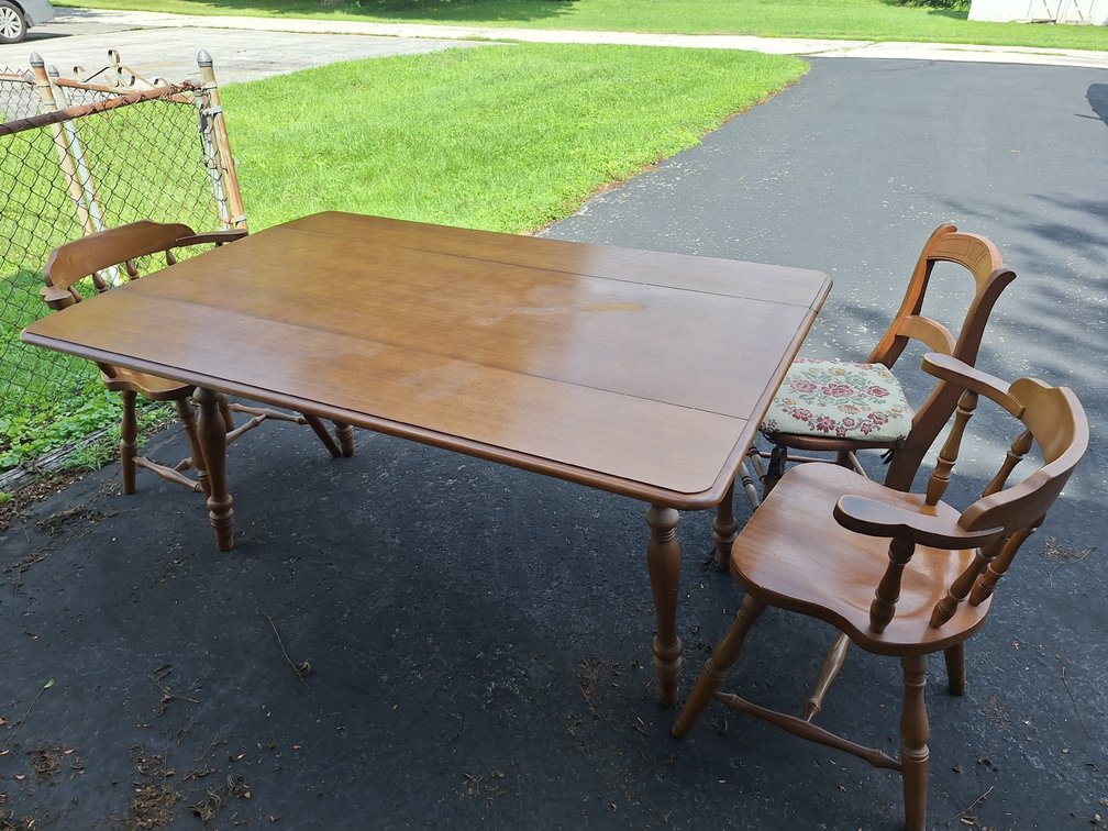 Wooden Drop-Leaf Dining Table and Chairs