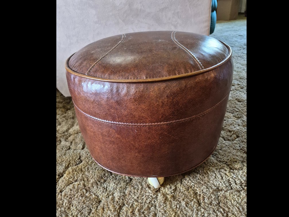 Vintage Round Rolling Ottoman Stool