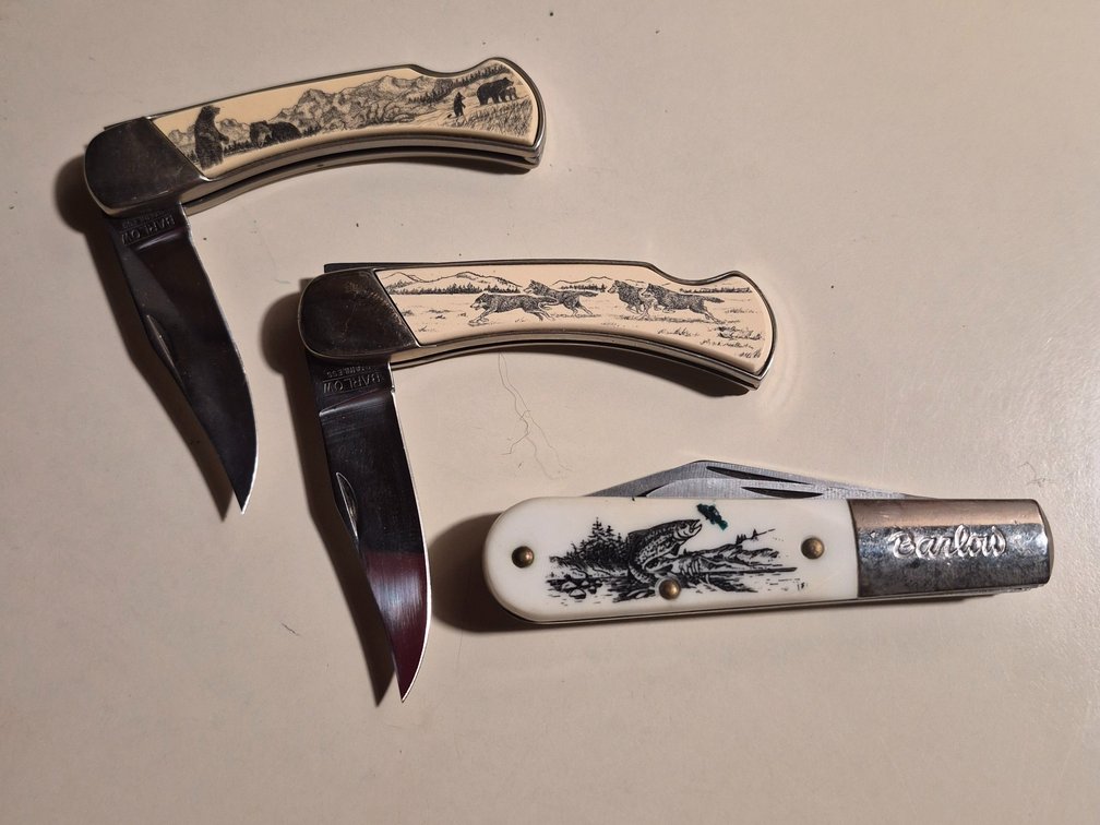 Barlow  Scrimshaw-Style Pocket Knives