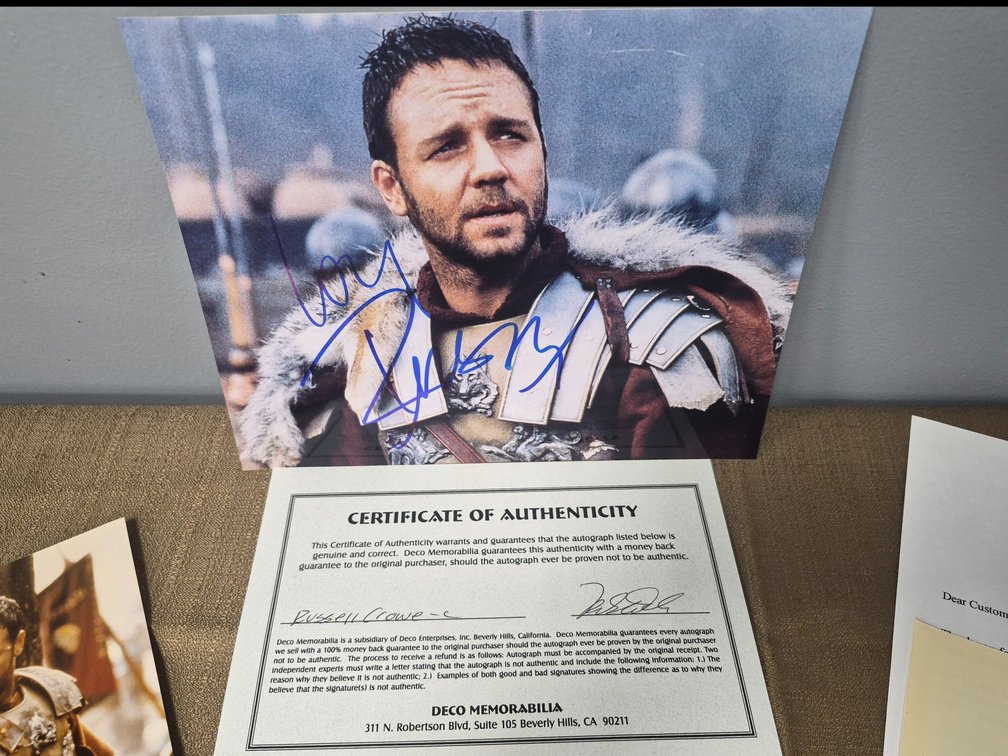 Russell Crowe Autographed Gladiator Photographs