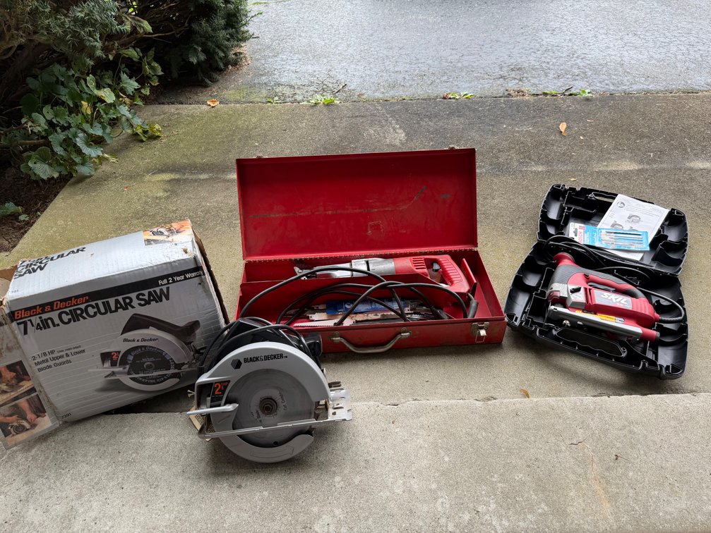 Corded Circular Saw, Reciprocating Saw, and Jigsaw