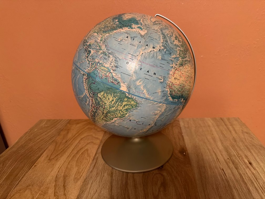 Raised-Relief Desktop World Globe on Pedestal Base