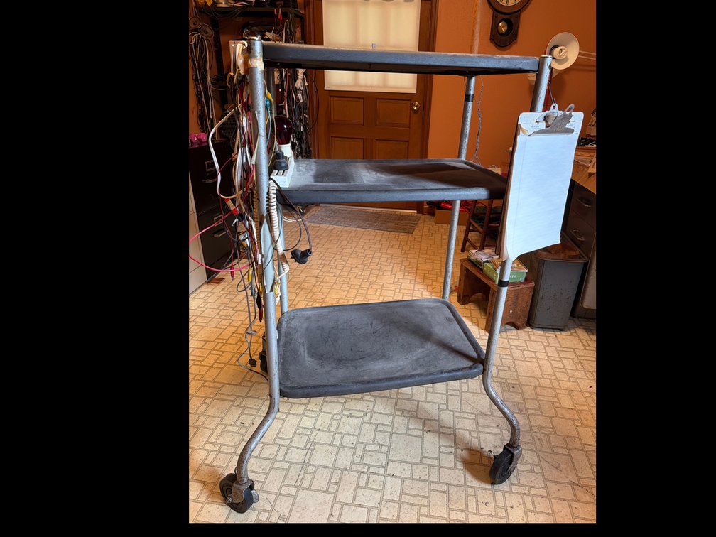 Rolling Utility Cart with Power Strip and Test Leads