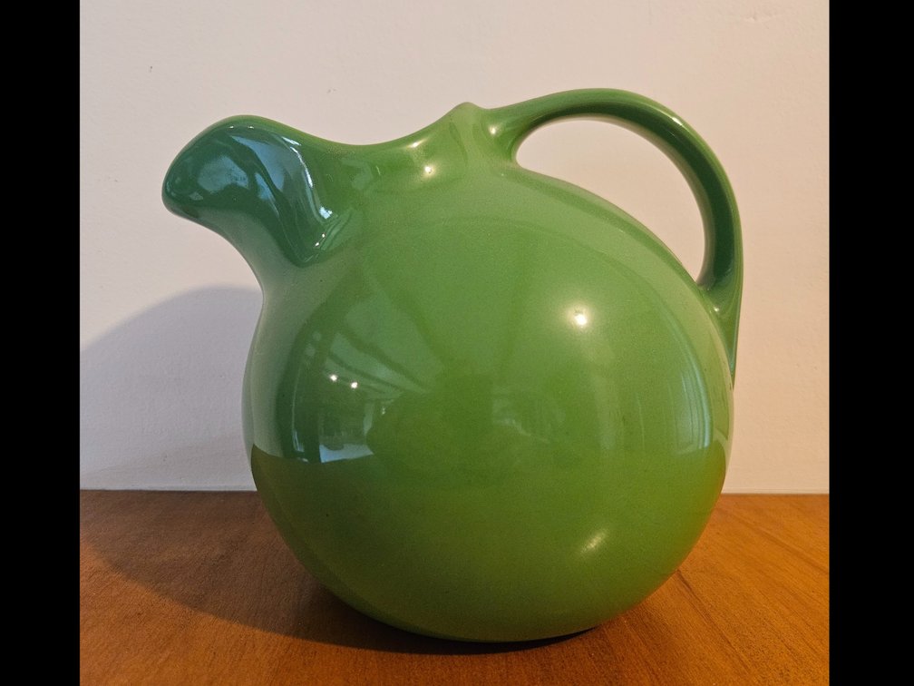 Hall Green Glazed Ceramic Ball Pitcher with Ice Lip
