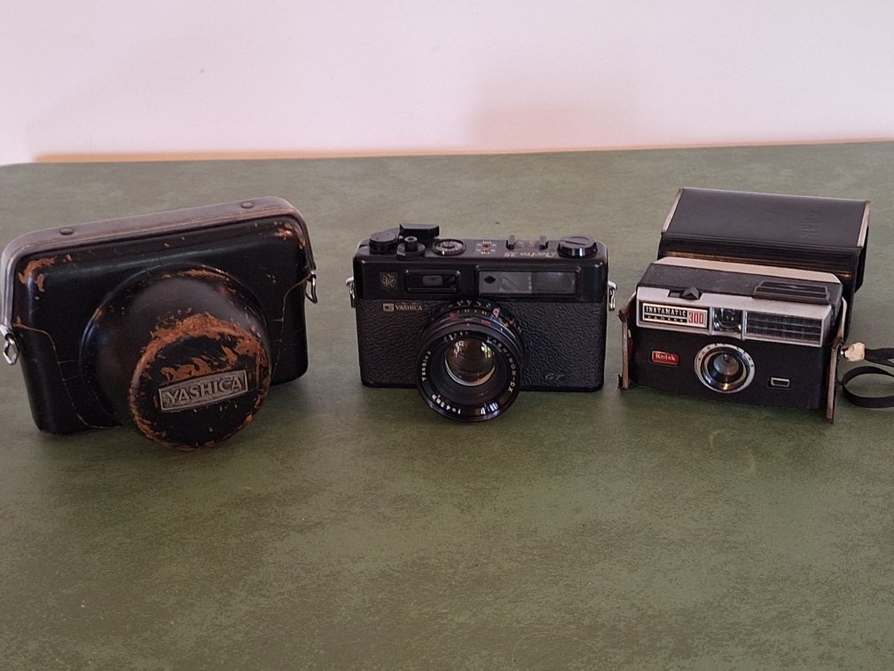 35mm Rangefinder Camera and Instamatic Camera with Cases