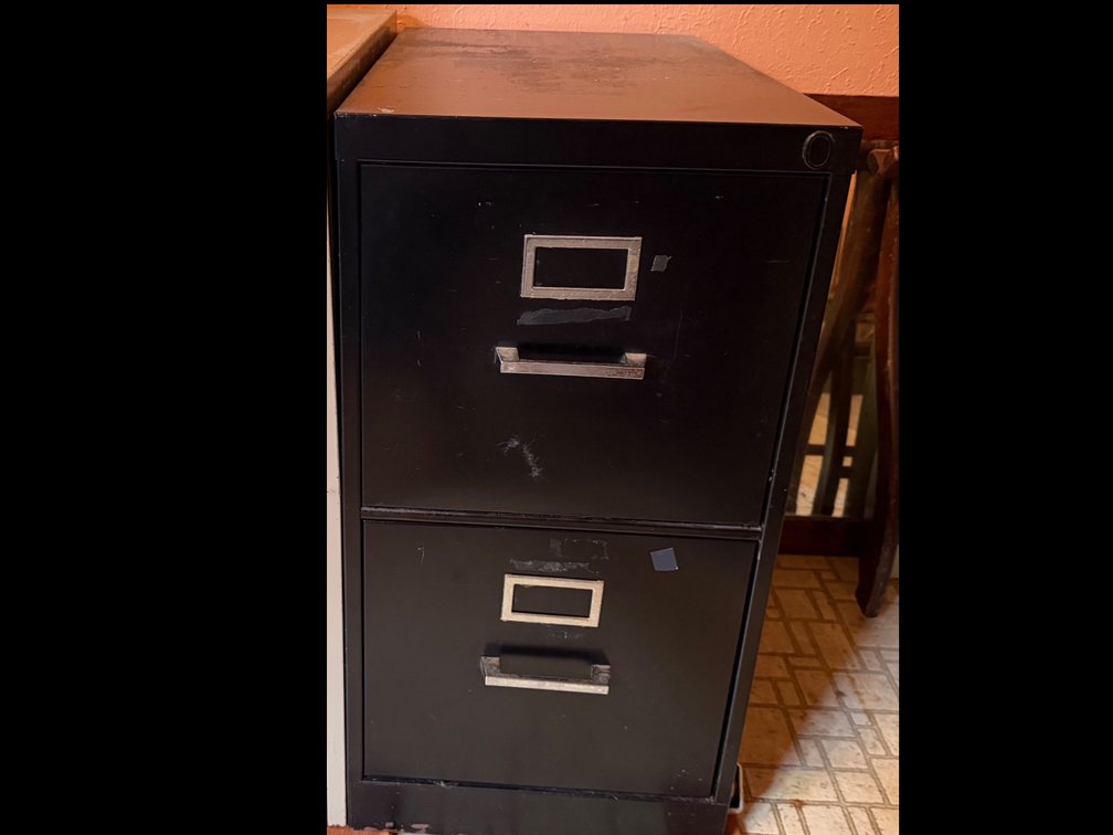 Black Metal Two-Drawer Vertical File Cabinet