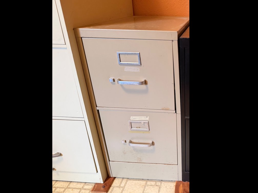 Beige Two-Drawer Vertical Metal Filing Cabinet