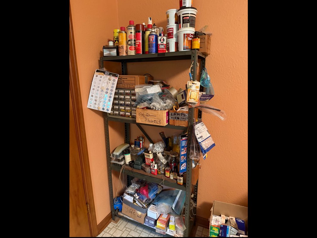 Metal 5-Shelf Utility Rack with Workshop and Electrical Supplies
