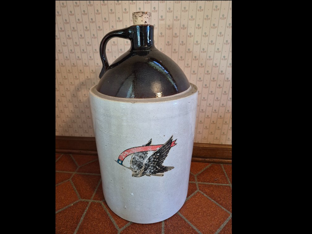 Two-Tone Stoneware 5-Gallon Jug with Eagle Decal