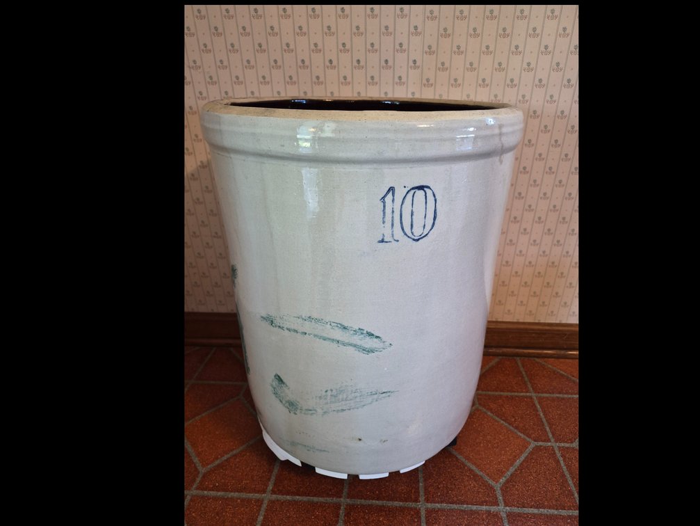 10-Gallon Glazed Stoneware Crock with Wheeled Caddy