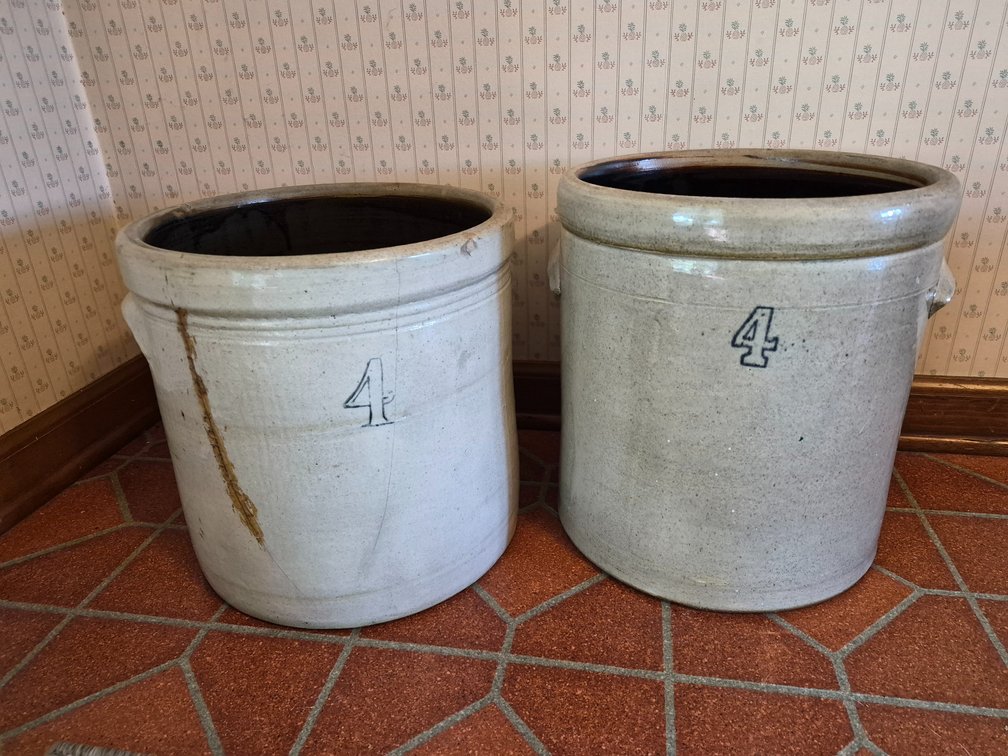 Two 4-Gallon Stoneware Crocks