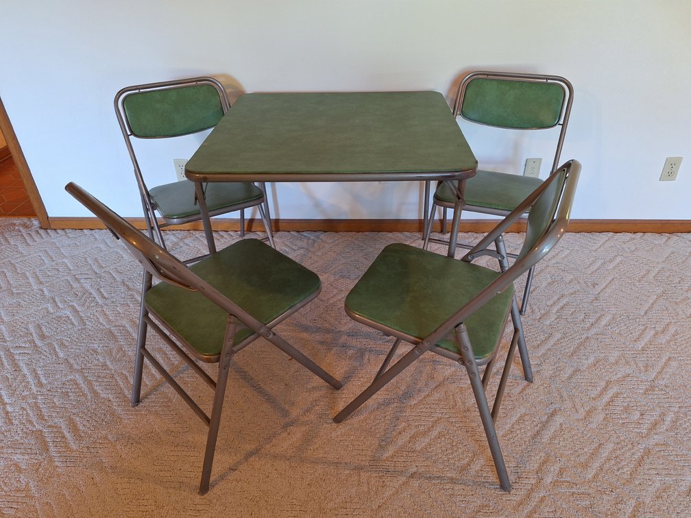 Samsonite Folding Card Table and Four Matching Chairs