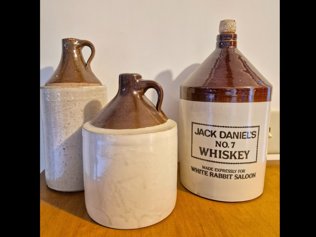 Two-Tone Ceramic Stoneware Jugs with Loop Handles