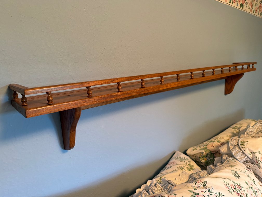Wood Wall Shelf with Spindle Gallery Rail