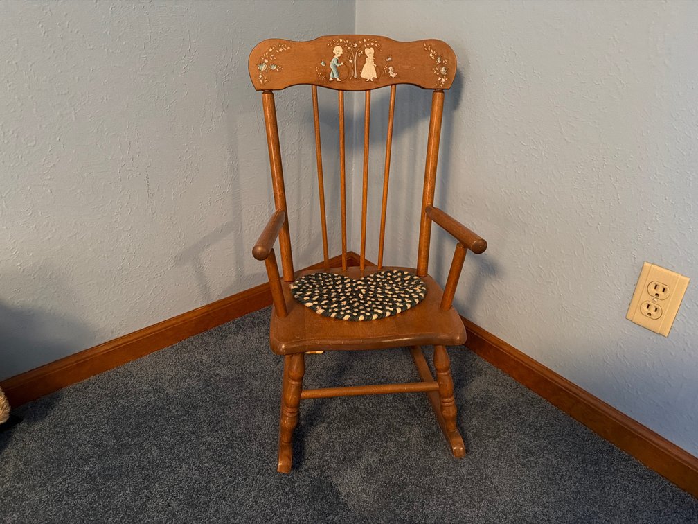 Child's Wooden Rocking Chair with Painted Crest Rail