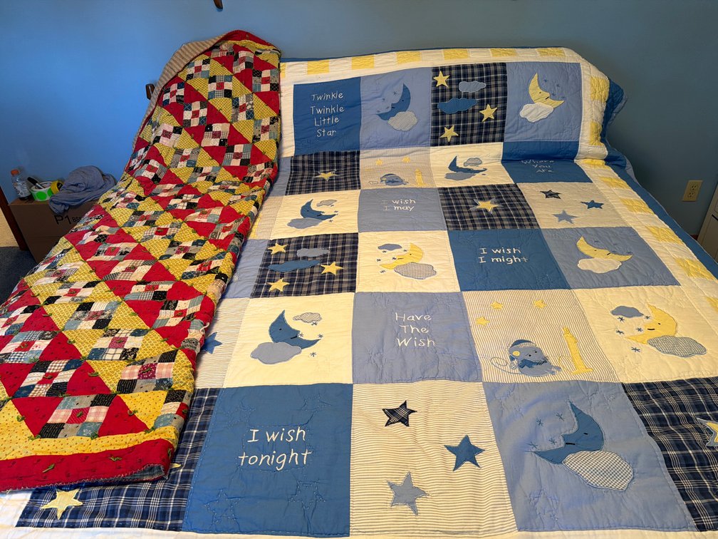 Patchwork Nursery Rhyme Quilt and Tied Patchwork Quilt