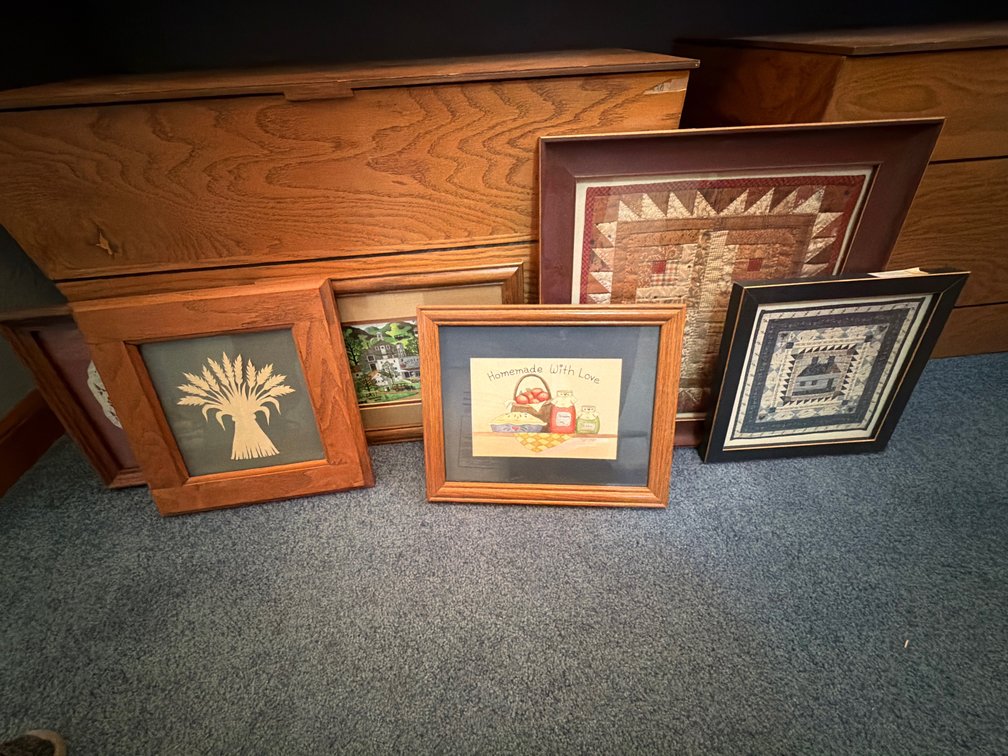 Framed Folk Art Prints, Miniature Quilts, and Wall Decor