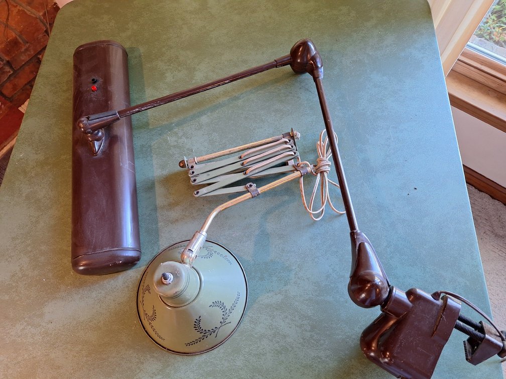 Articulated Clamp-On Desk Lamp and Scissor-Arm Wall Lamp