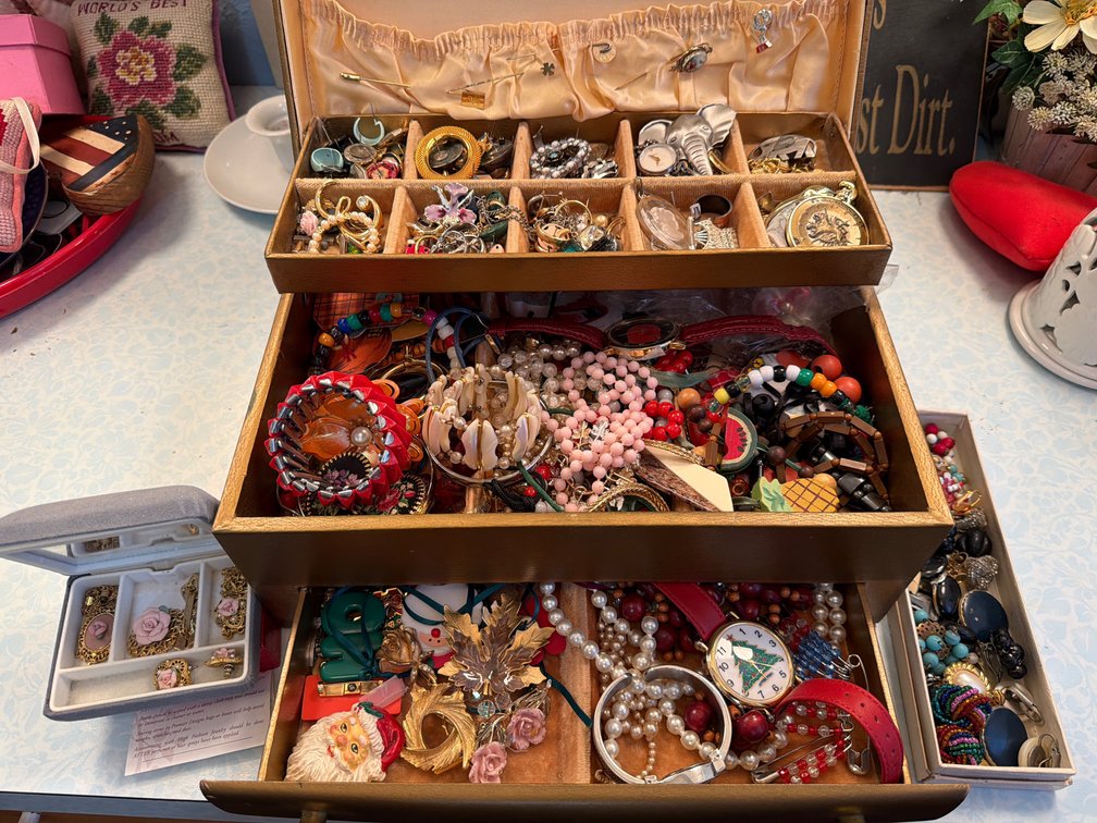 Costume Jewelry Collection and Multi-Tier Jewelry Chest