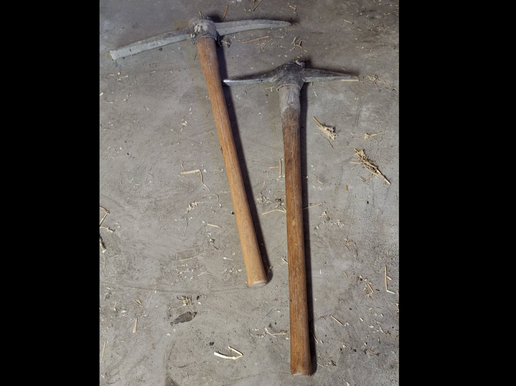 Two Hand Pickaxes with Wooden Handles