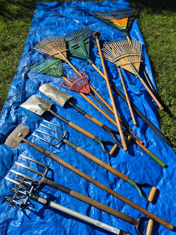 Lawn and Garden Hand Tools Including Rakes and Spades
