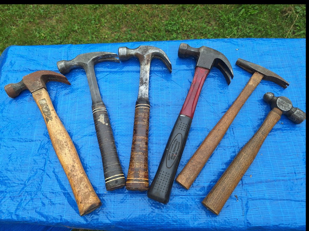 Claw and Ball-Peen Hammers with Wood and Steel Handles