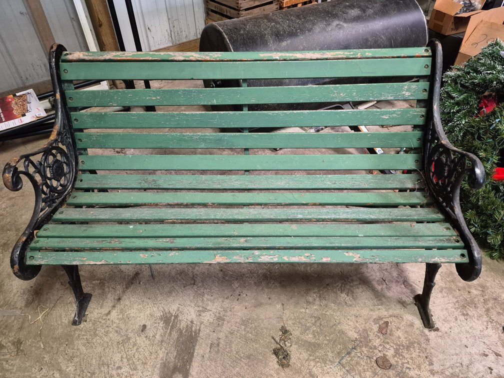 Cast Iron and Wood Slat Garden Bench