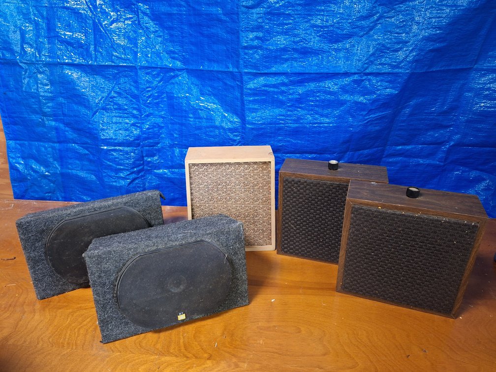 Carpeted Speaker Boxes and Wood Cabinet Speakers