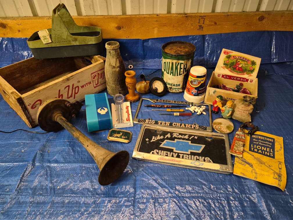 Advertising Collectibles, Wooden Crate, Horn, and More