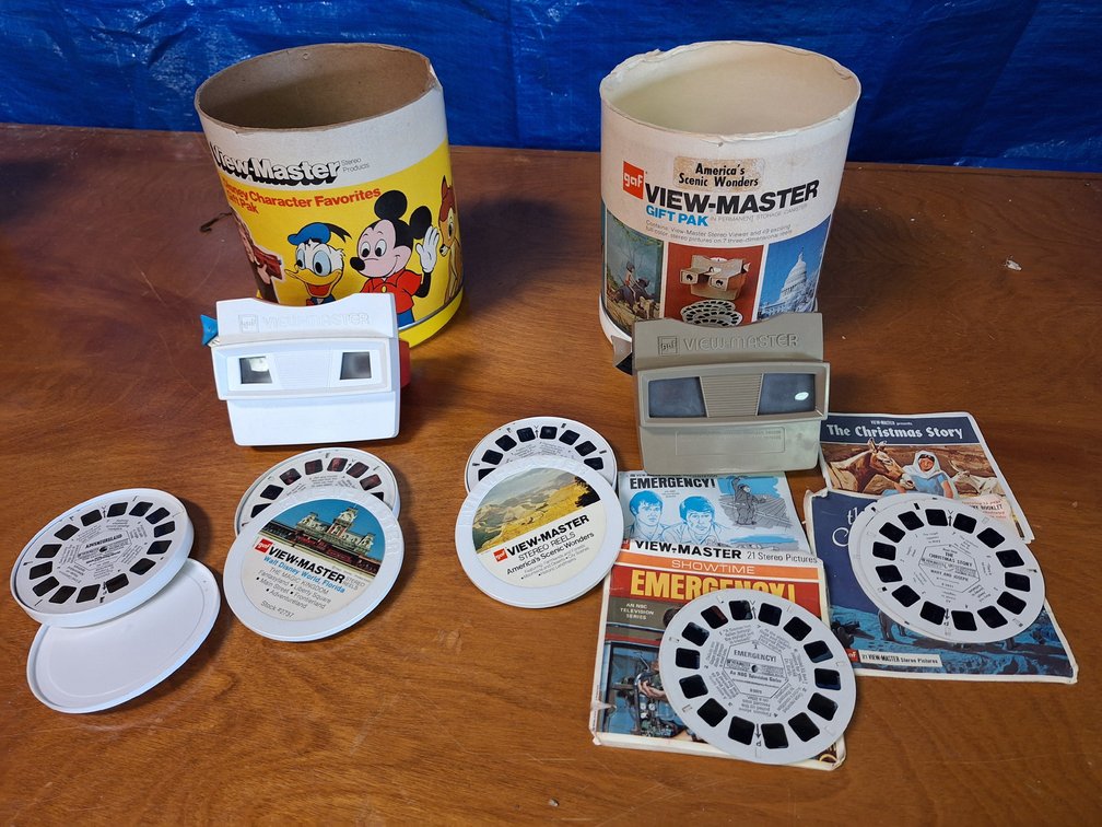GAF View-Master Viewers, Reels, and Storage Canisters