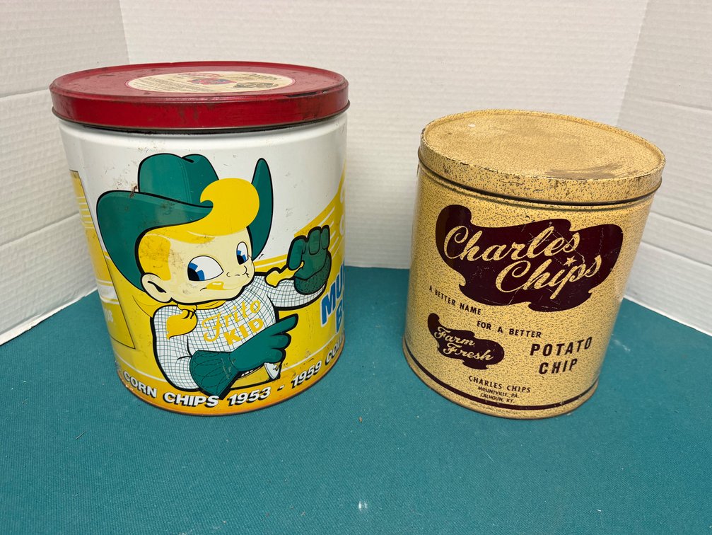 Charles Chips and Frito-Lay Metal Advertising Tins