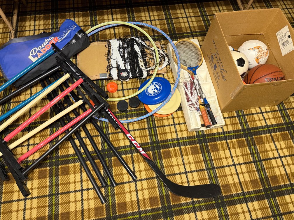 Ladderball Set, Sports Balls, Hockey Stick, and More