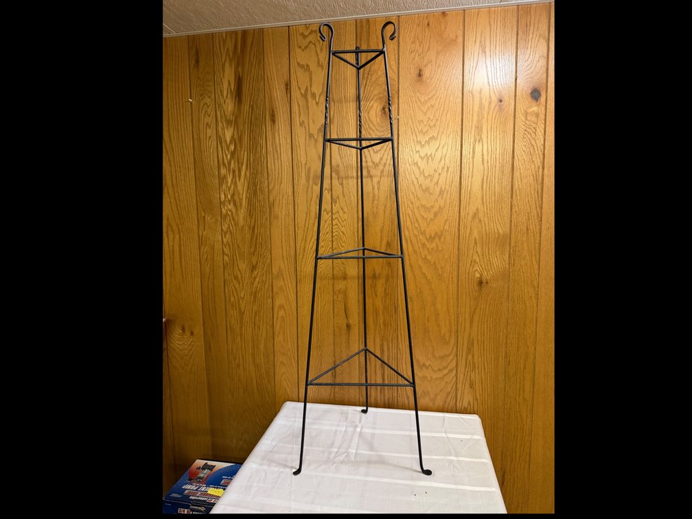 Black Metal Four-Tier Triangular Display/Plant Stand