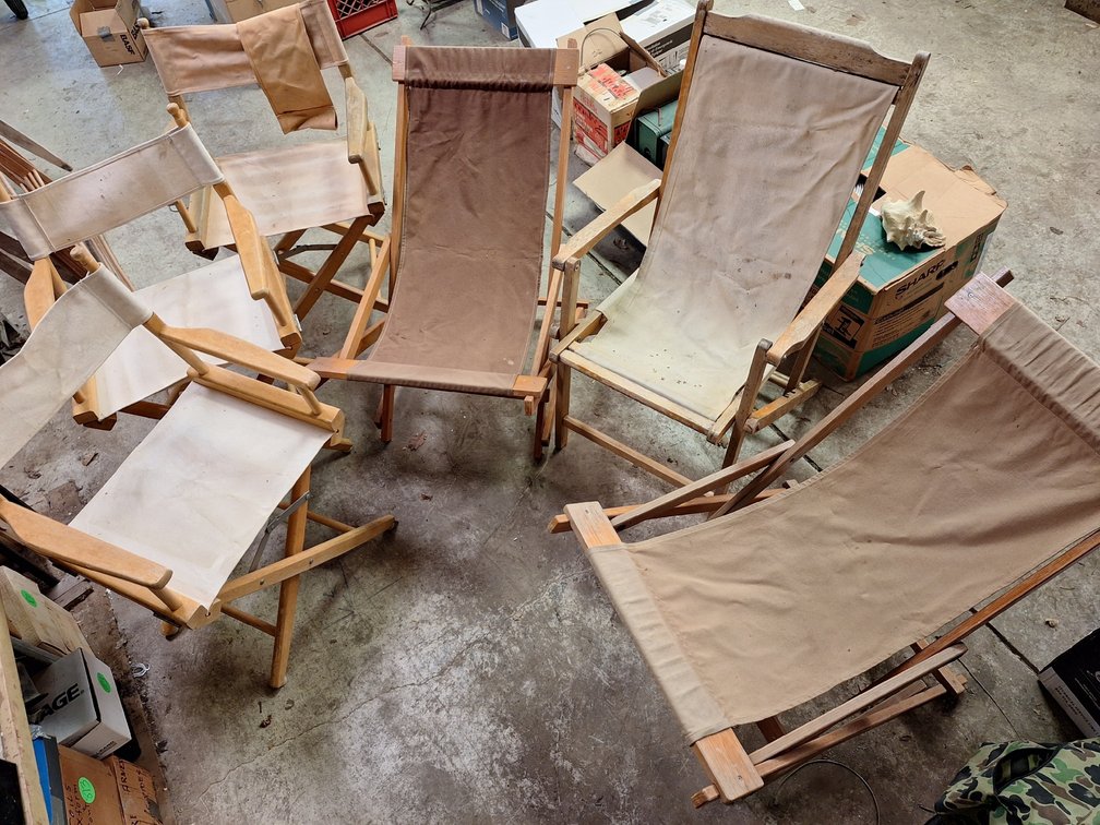 Wooden Folding Chairs and Camouflage Folding Stool