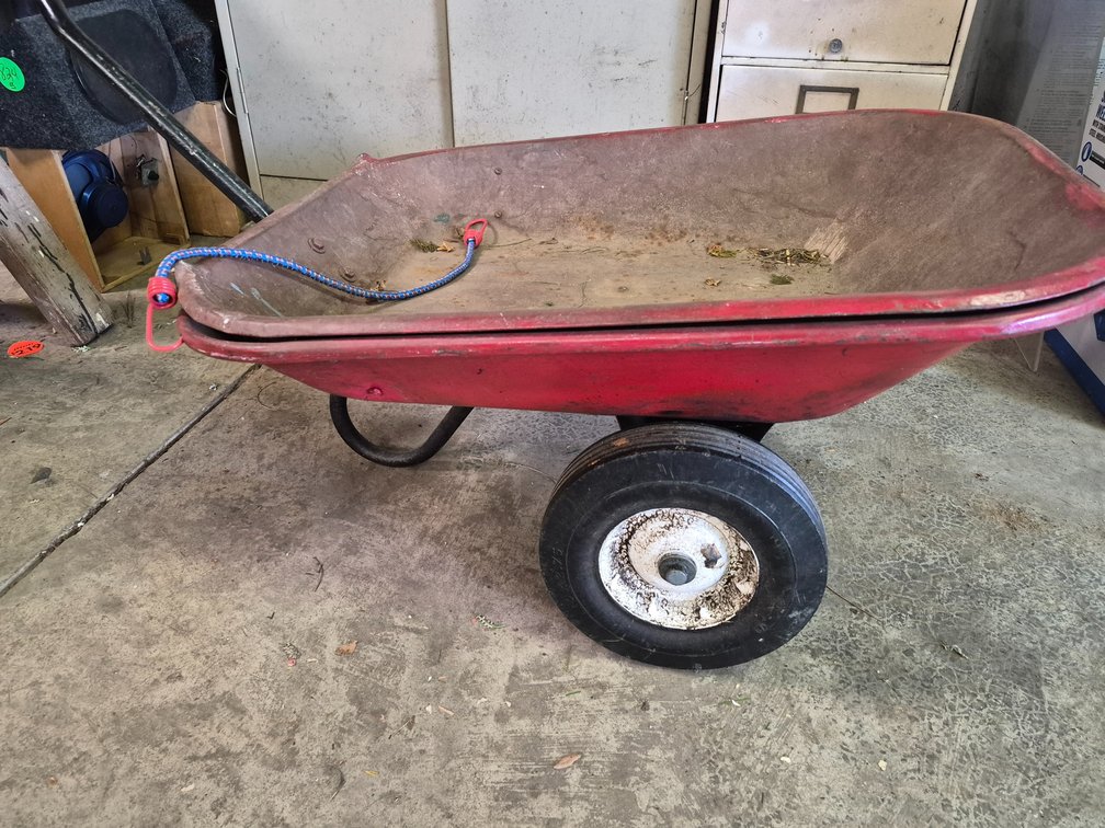 Red metal yard cart