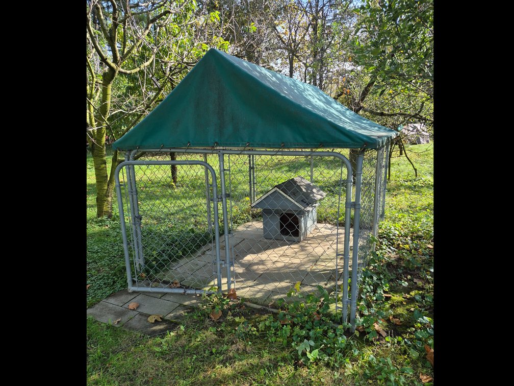 Outdoor Dog Kennel with Canopy Roof/house/ and Pavers