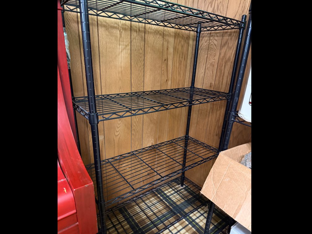 Four-Tier Black Metal Wire Shelving Unit