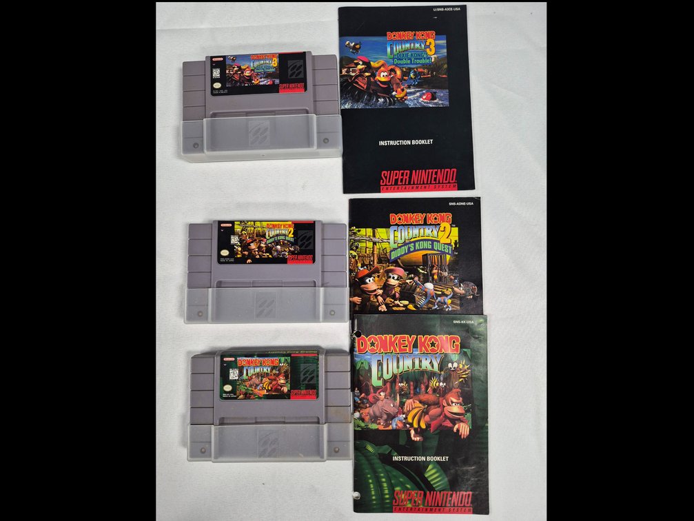 Super Nintendo Donkey Kong Country Trilogy Games with Manuals