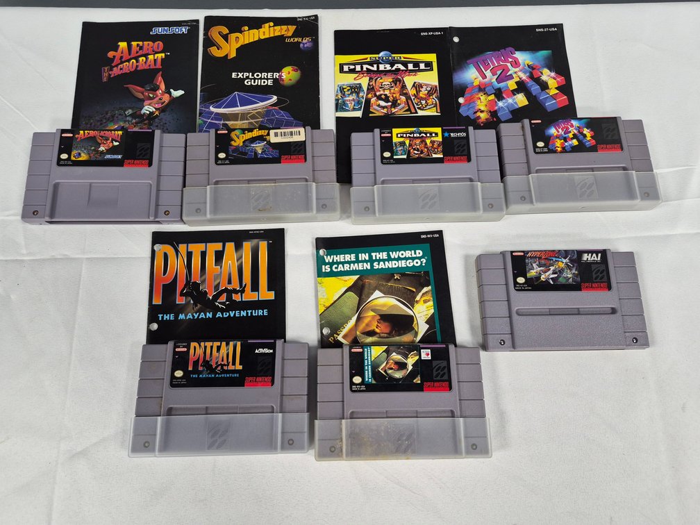 Super Nintendo SNES Game Cartridges and Manuals