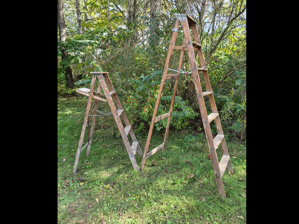 Two Wooden Folding Step Ladders