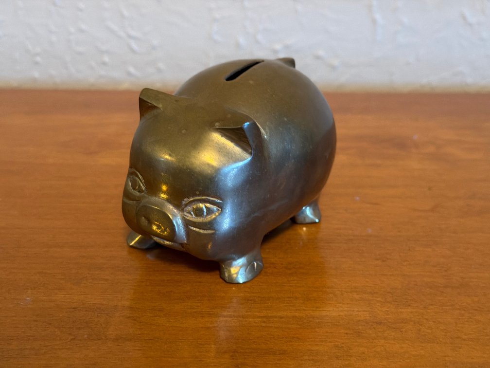 Cast Brass Pig Bank