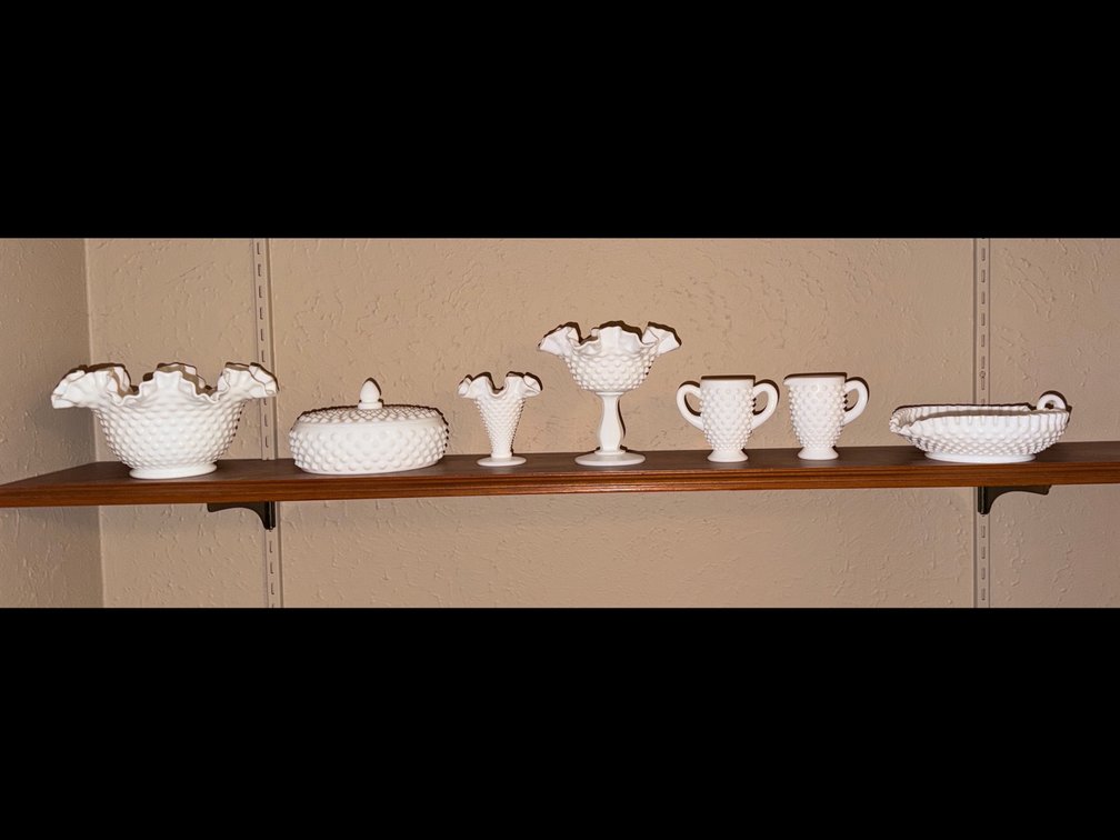 White Milk Glass Hobnail Dishes and Tableware