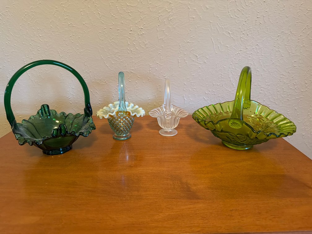 Pressed and Art Glass Handled Baskets